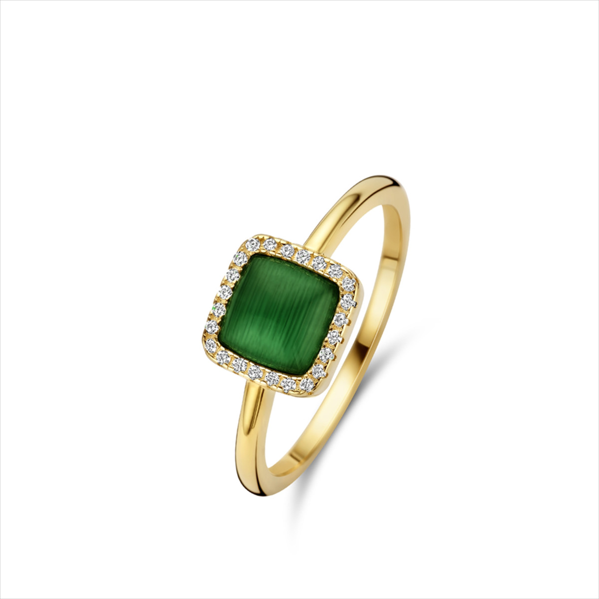 ANILLO NAIOMY AG925 BAÑO ORO OJO DE GATO + CIRCONITAS