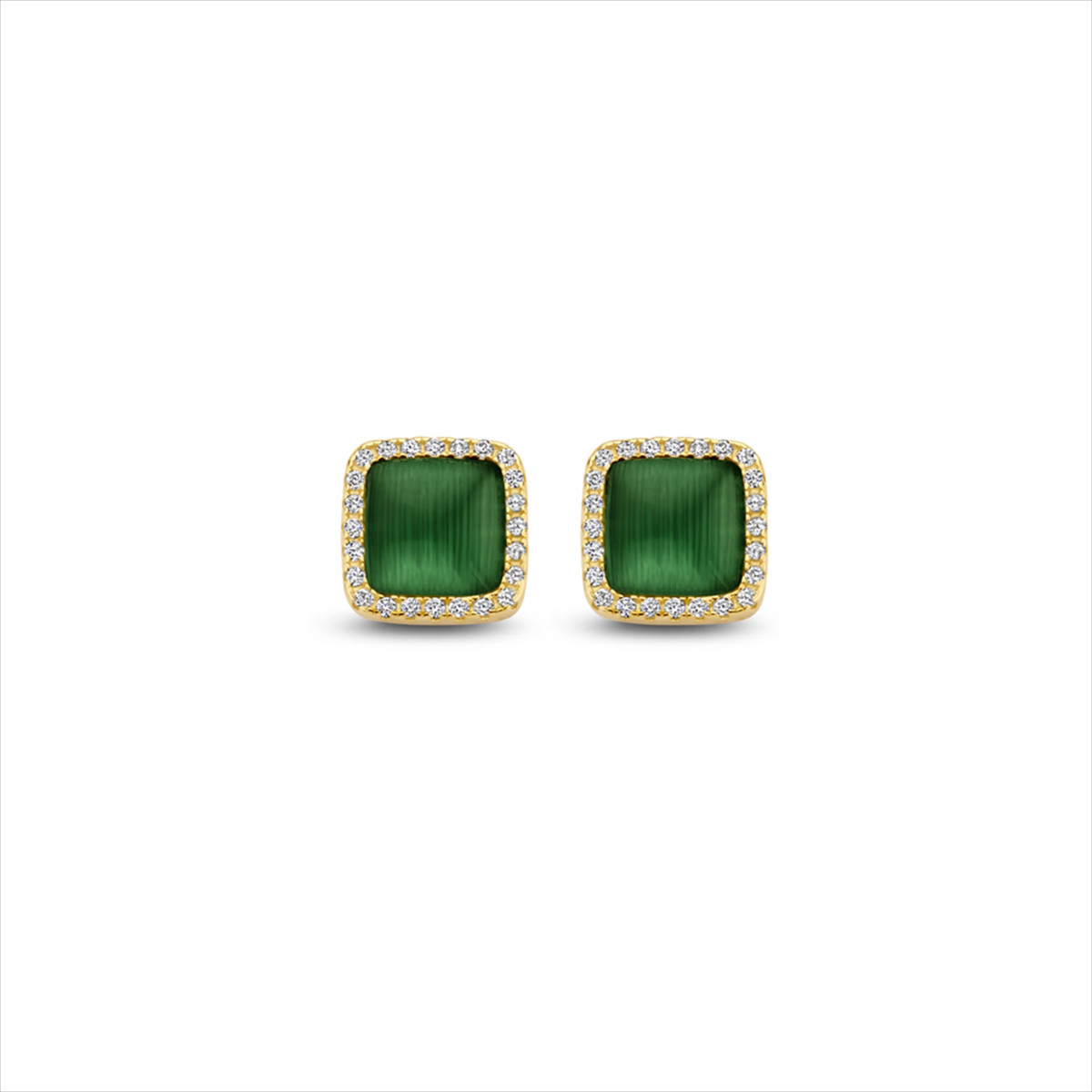PENDIENTES NAIOMY AG925 BAÑO ORO OJO DE GATO + CIRCONITAS