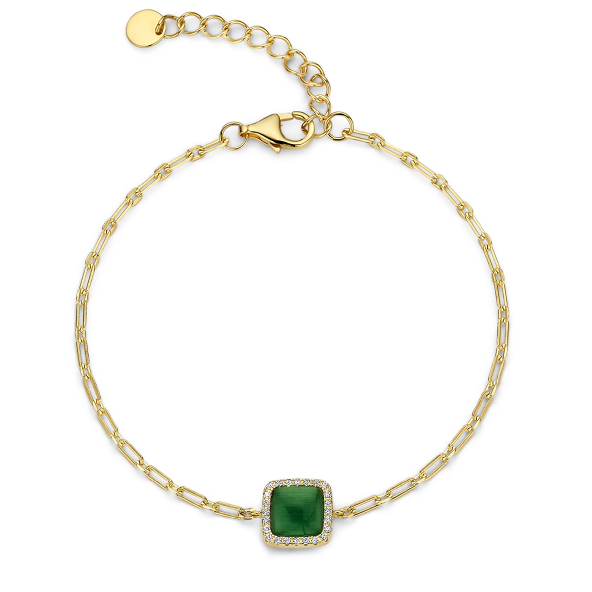 PULSERA NAIOMY AG925 OJO DE GATO + CIRCONITAS 17+3CM