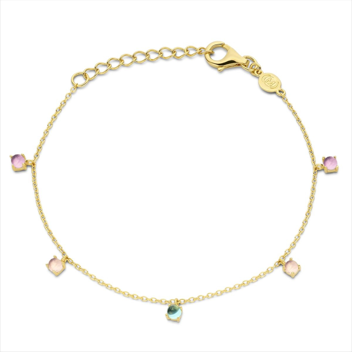 PULSERA NAIOMY AG925 BAÑO ORO PIEDRAS COLOR